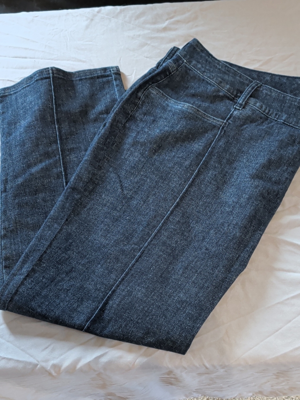 NWT Women's Size 3X Ophelia Roe Dark Wash Wide Leg Zip Up Jeans